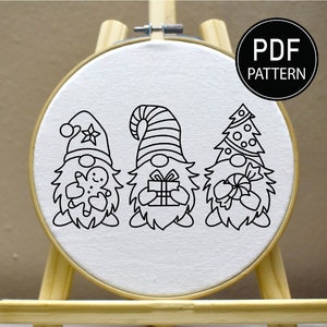 Christmas Gnome Embroidery Pattern Christmas Embroidery Christmas Decor Embroidery Pattern Embroidery PDF