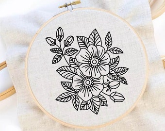 Flower Embroidery Pattern Bouquet Embroidery Floral Embroidery Pattern Flower Hand Embroidery PDF Instant Download