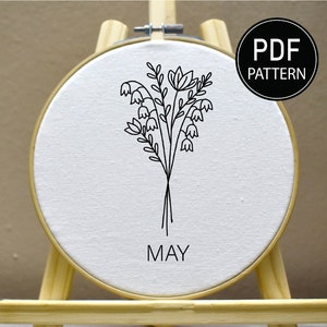 May Flower Pattern Birth Month Flower Embroidery Pattern May Flower Embroidery Lily of the ...