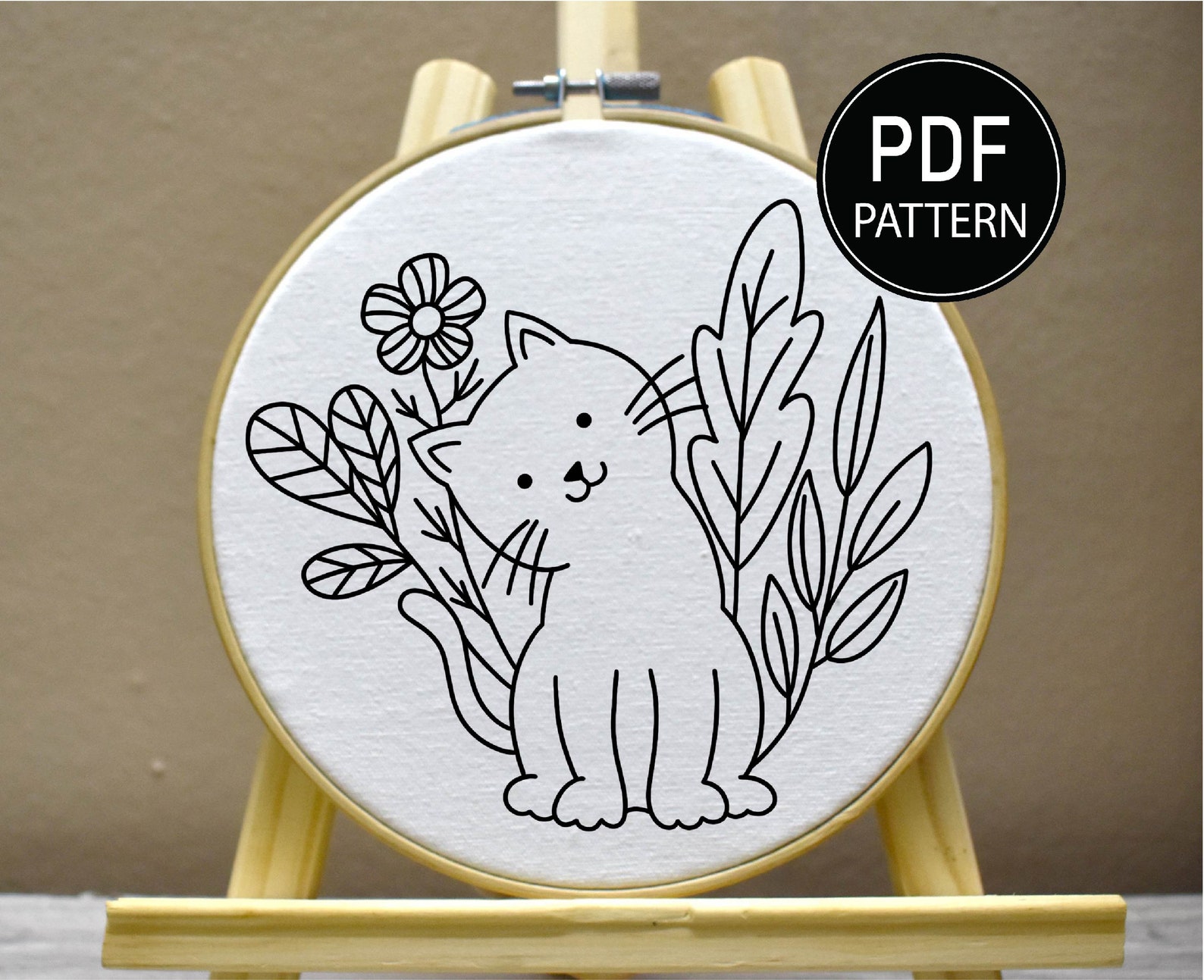 Cat Embroidery Pattern Cat Plants Embroidery Kitten Embroidery Etsy