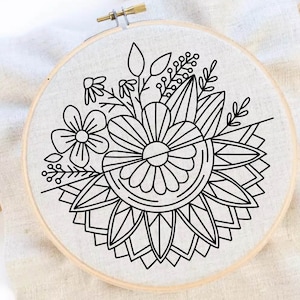 Flower Mandala Embroidery Pattern Mandala Art Embroidery Pattern Floral Hand Embroidery Pattern PDF Instant Download