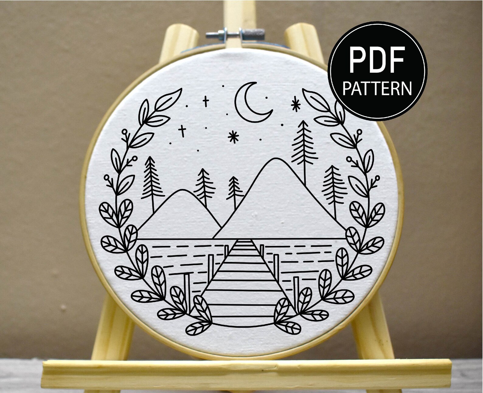 Mountain Embroidery Pattern Landscape Embroidery Mountain Etsy
