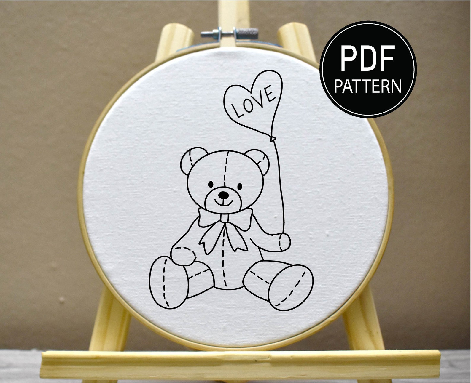Teddy Bear Embroidery Pattern Cute Bear Hand Embroidery Etsy