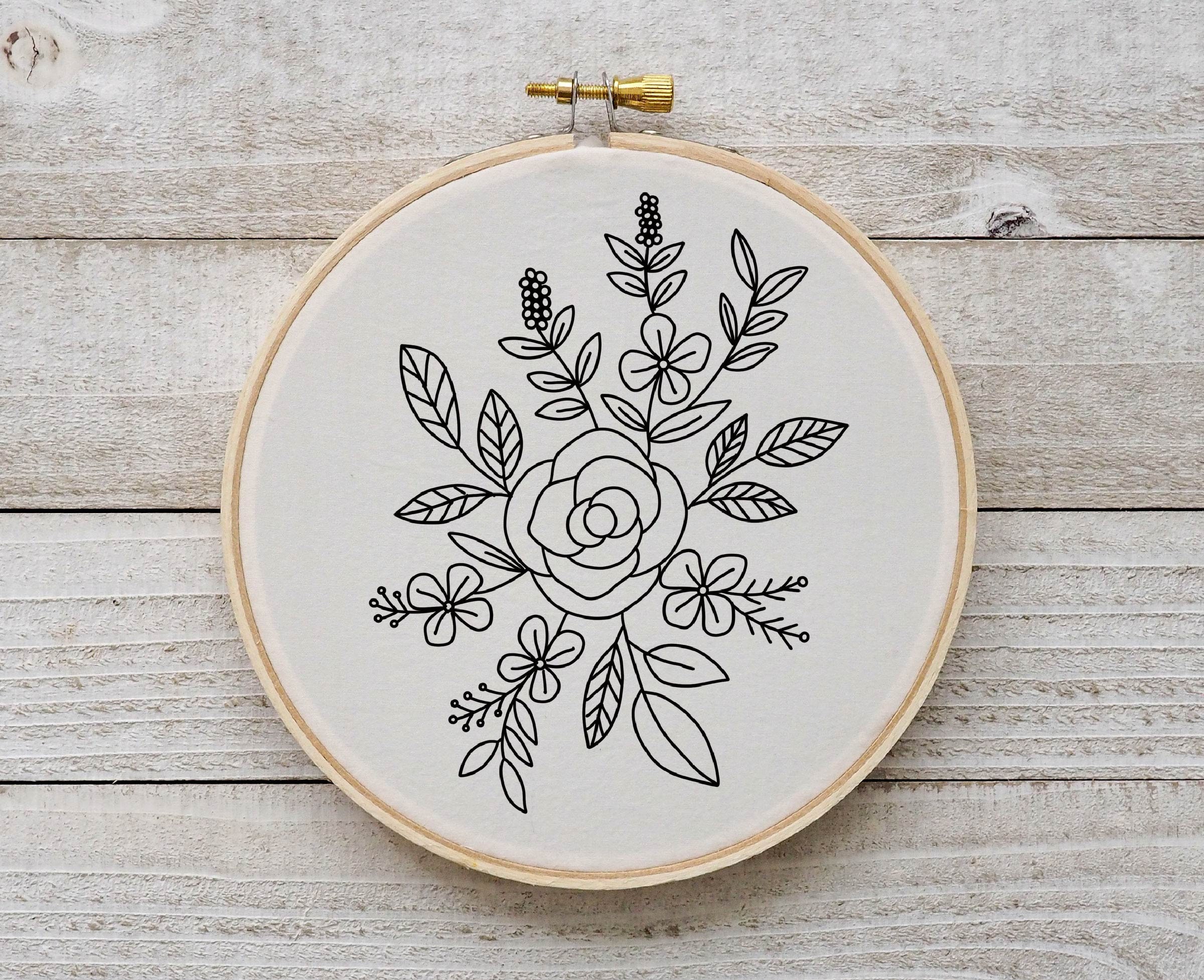 Flower Embroidery Pattern Floral Embroidery Pattern Flower Hoop Art Flower  Hand Embroidery Pattern PDF Instant Download 
