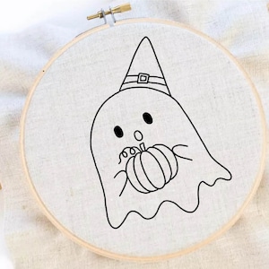 Halloween Ghost Embroidery Halloween Embroidery Pumpkin Embroidery Pattern Cute Ghost Embroidery Pattern Download