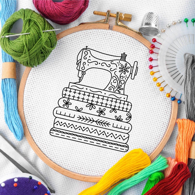 Sewing Machine Embroidery Pattern Stacks of Fabric Embroidery - Etsy