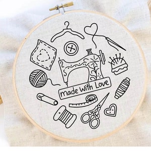 Sewing Machine Embroidery Pattern Sewing Kit Embroidery Sewing Room Embroidery Pattern Vintage Sewing Embroidery PDF Instant Download