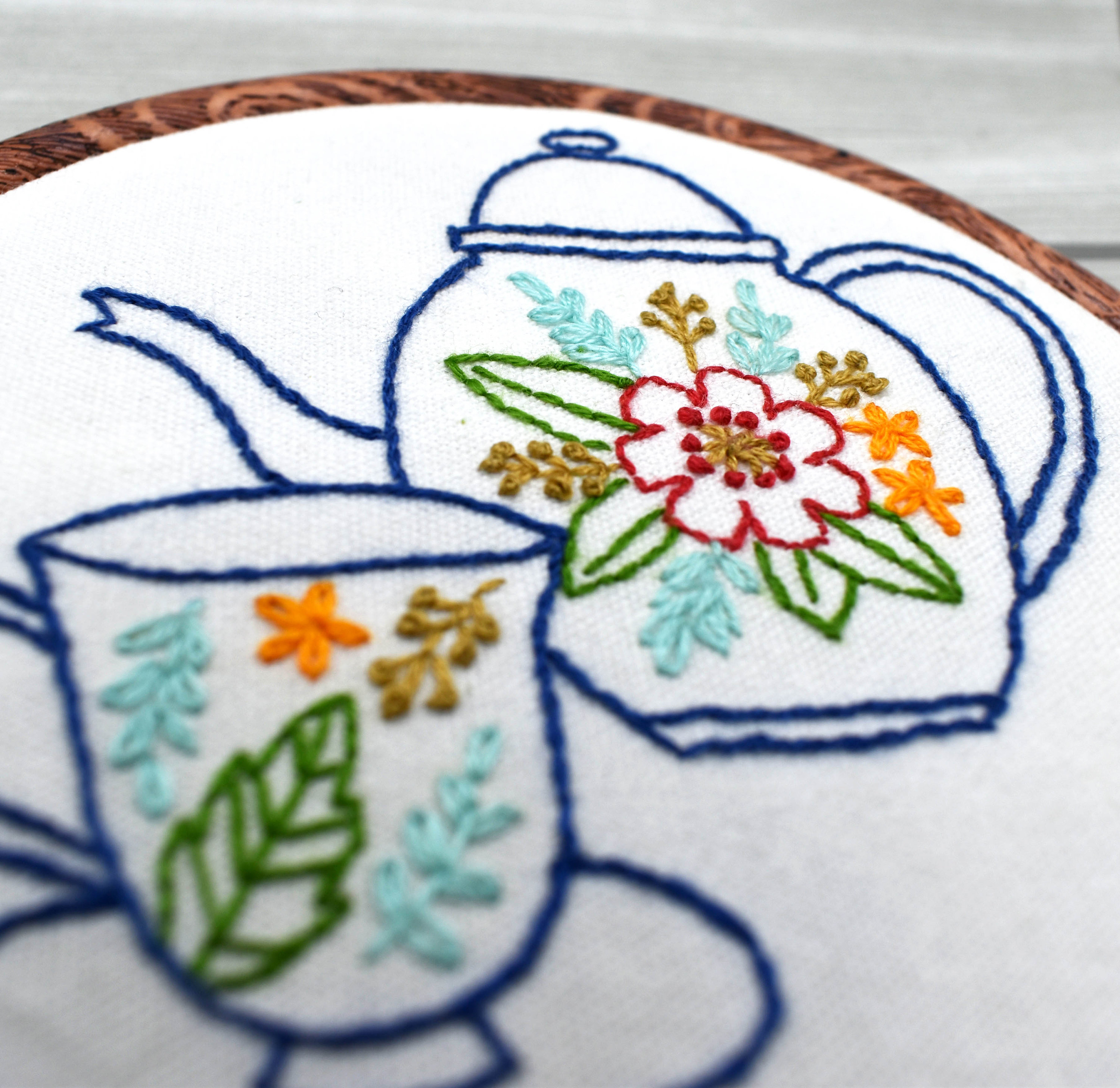 Tea Cup Set Embroidery Pattern Tea Cup Embroidery Pattern Etsy Australia
