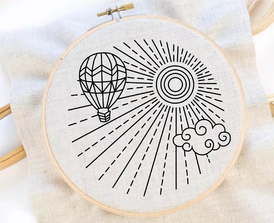 Hot Balloon Embroidery Pattern Sunshine Embroidery Hot Air Balloon Hand