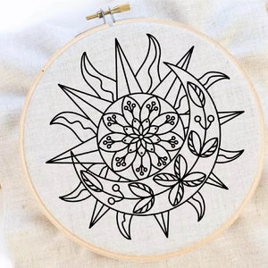 Sun Moon Embroidery Pattern Moon Embroidery Celestial Embroidery Pattern Lunar Hand Embroidery Pattern Sunny Embroidery Pattern Download
