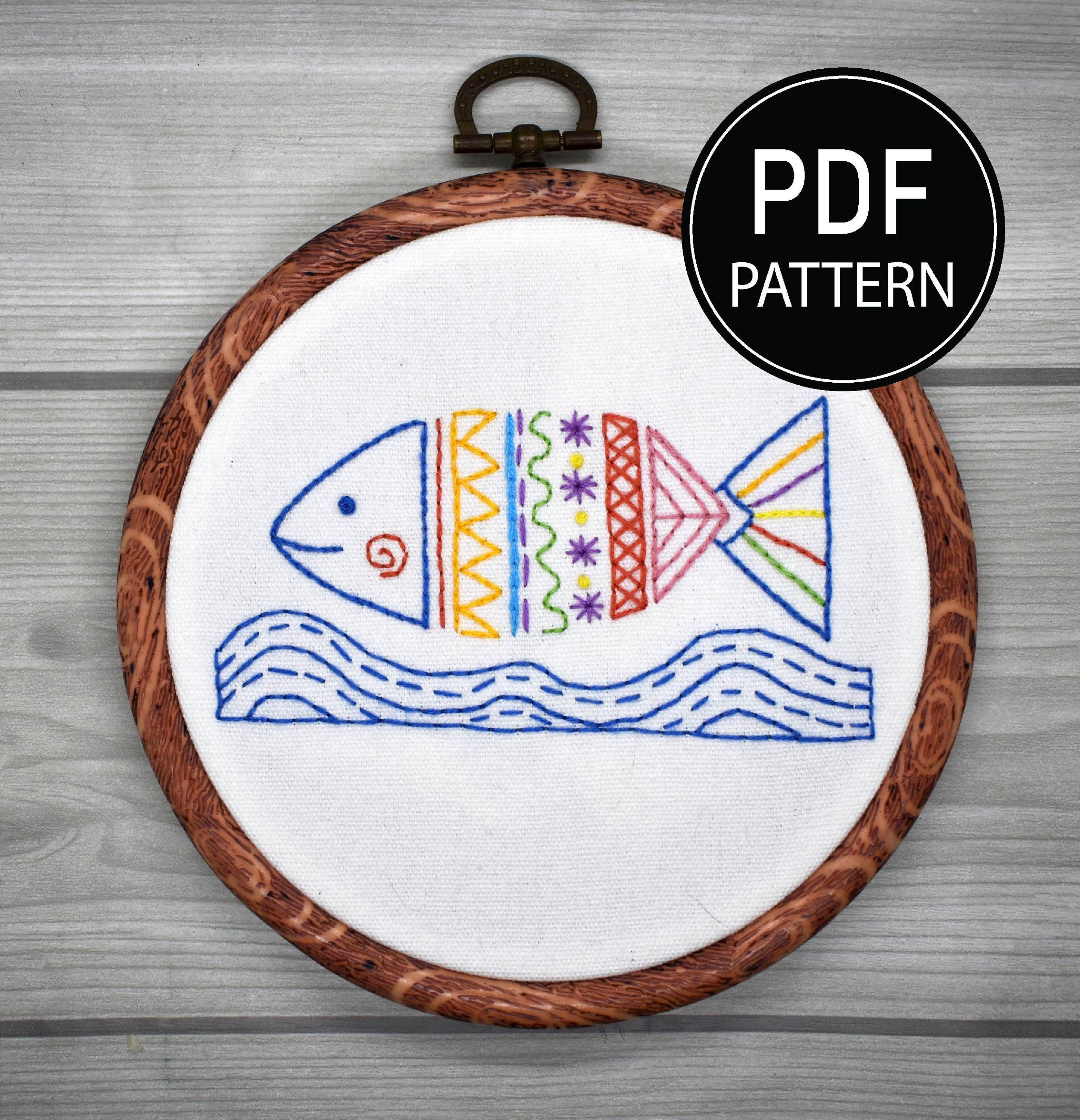 Cute Colorful Fish Embroidery Pattern Fish Stitches Embroidery Etsy