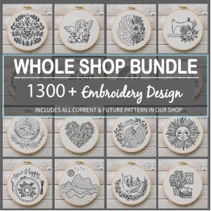 Whole Shop Bundle, Hand Embroidery Pattern,Embroidery Bundle Pack ,Bundle Embroidery Pattern ,instant download, Lifetime Access