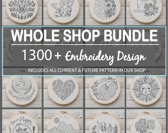Whole Shop Bundle, Hand Embroidery Pattern,Embroidery Bundle Pack ,Bundle Embroidery Pattern ,instant download, Lifetime Access