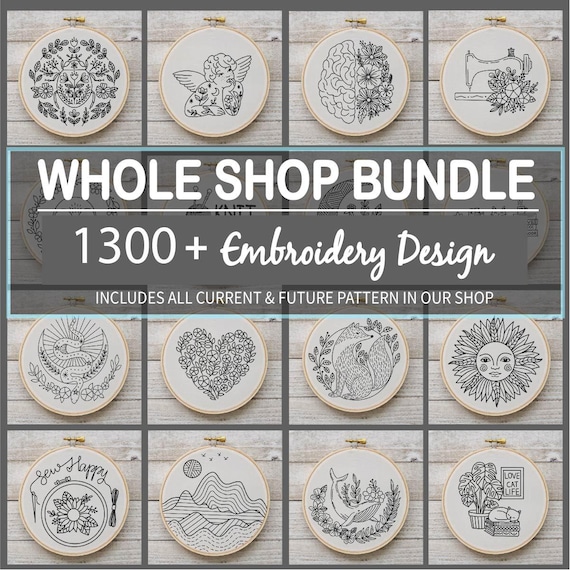 Whole Shop Bundle, Hand Embroidery Pattern,Embroidery Bundle Pack ,Bundle Embroidery Pattern ,instant download, Lifetime Access
