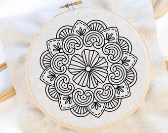 Flower Mandala Embroidery Pattern Flower Hand Embroidery Pattern Mandala Art embroidery Line Embroidery pattern PDF