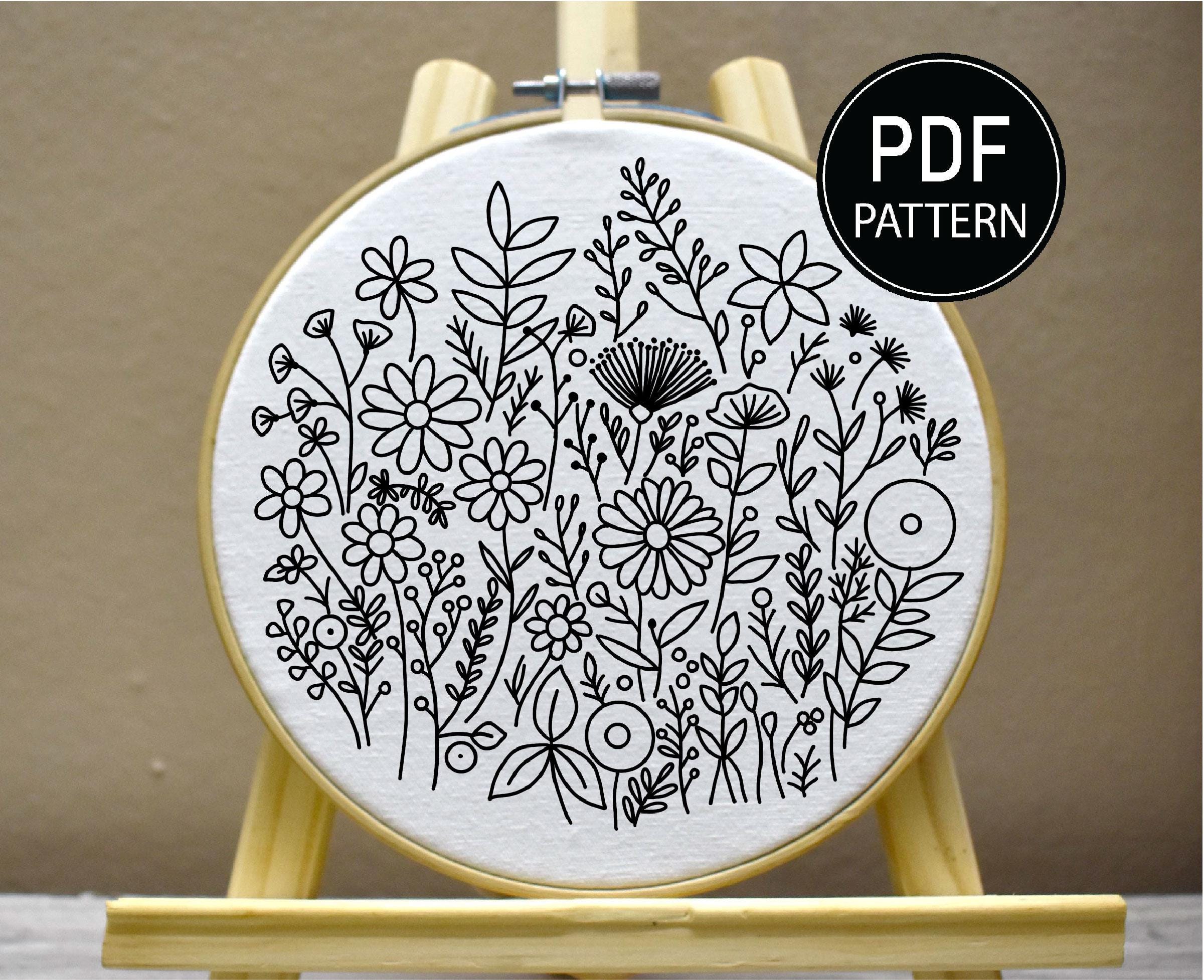 Wildflowers Embroidery Pattern Flower Bouquet Embroidery Blossom ...