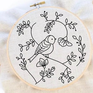 Bird and Flower Embroidery Pattern Bird Pattern  Flower Embroidery PDF Instant Download