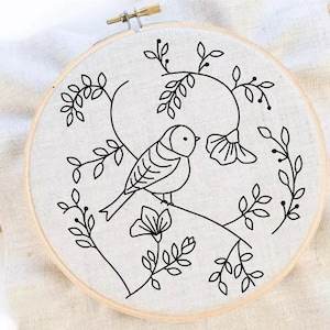 Bird and Flower Embroidery Pattern Bird Pattern  Flower Embroidery PDF Instant Download