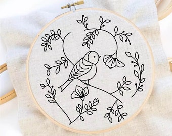 Motif de broderie d'oiseaux et de fleurs Motif d'oiseau Broderie de fleurs PDF Téléchargement instantané