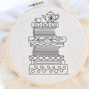 Stapel Bücher Stickmuster lesen Stickmuster Stickmuster Handstickerei Stickmuster Sofort Download PDF