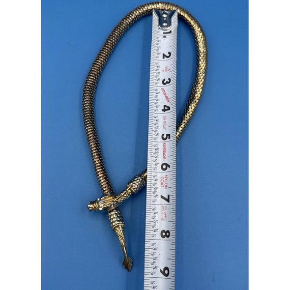 Vintage Mesh Gold Tone Dragon Choker Necklace Clear Eyes View 4