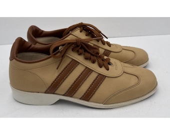Men's VTG 70s Brown Tan Leather Sneakers Shoes Sz 7 D  Men's 8.5 Women's Bowling