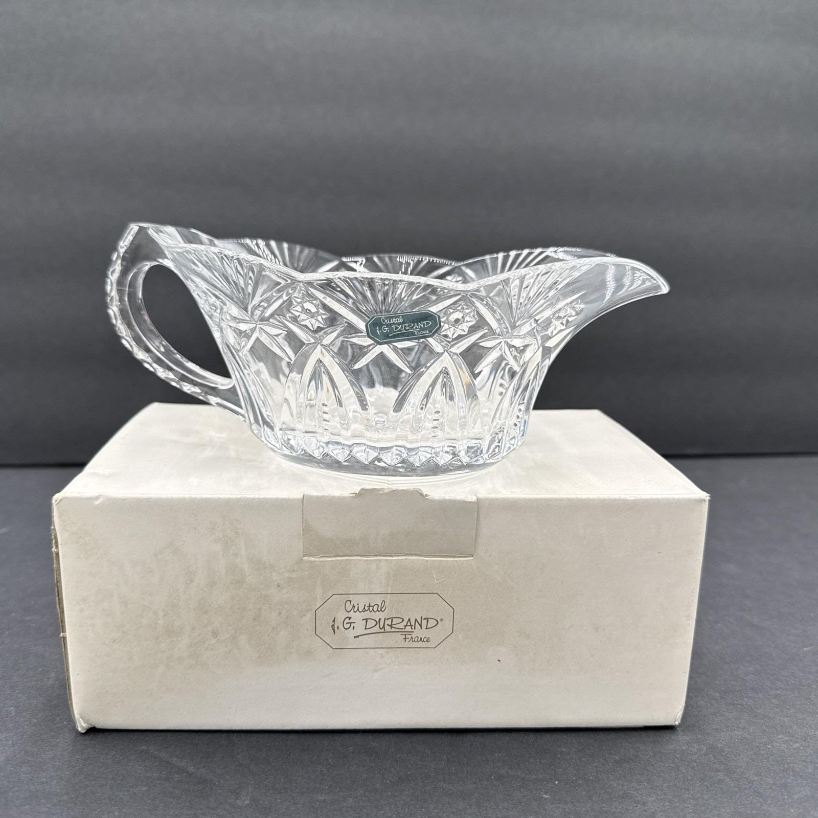 Vtg J.G. Durand Lead Crystal Gravy Sauce Boat France Clear NEW in