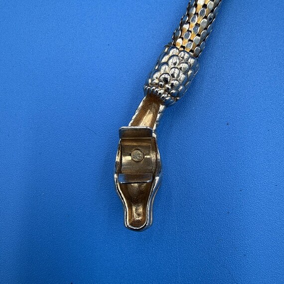 Vintage Mesh Gold Tone Dragon Choker Necklace Clear Eyes View 6