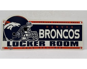 Letrero vintage WinCraft de los Denver Broncos para vestuario, decoración de pared azul marino de la NFL, cueva de hombre