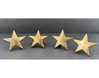 Vintage Brass Star Napkin Rings Set of 4 Mid Century Solid Brass Patriotic