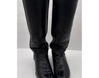 Botas vaqueras vintage Justin de cuero negro para mujer, talla 6, L3098, estilo western.