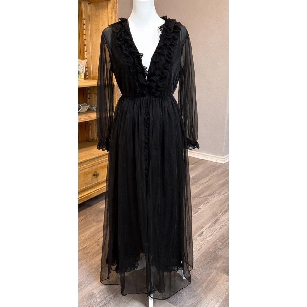 black lace v neck prom dress Black Charming V-Neck Polka Dot Tulle Lace Appliqued Long Prom Dress with Slit, Black / M main image 0