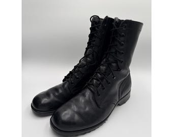 Vintage 1977 US Military Combat Boots Black Leather 9R Grunge