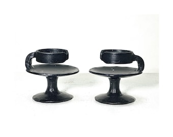 Hand Forged Wrought Iron Candle Holder Set, Vintage Swedish Design