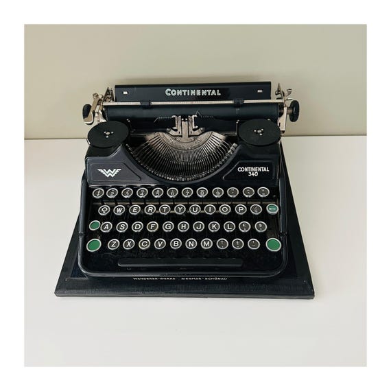 Continental 340 Portable Typewriter, Working, Glossy Black
