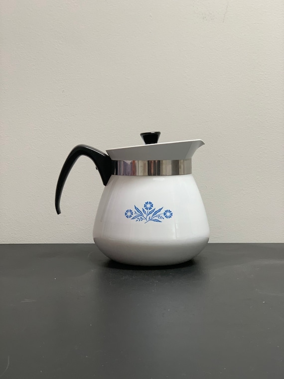 Corning Ware Blue Cornflower Vintage Thee or Coffee Pot. Design Kitchen  Home Cooking Sixties Coffee Pyroflam Decor Living 