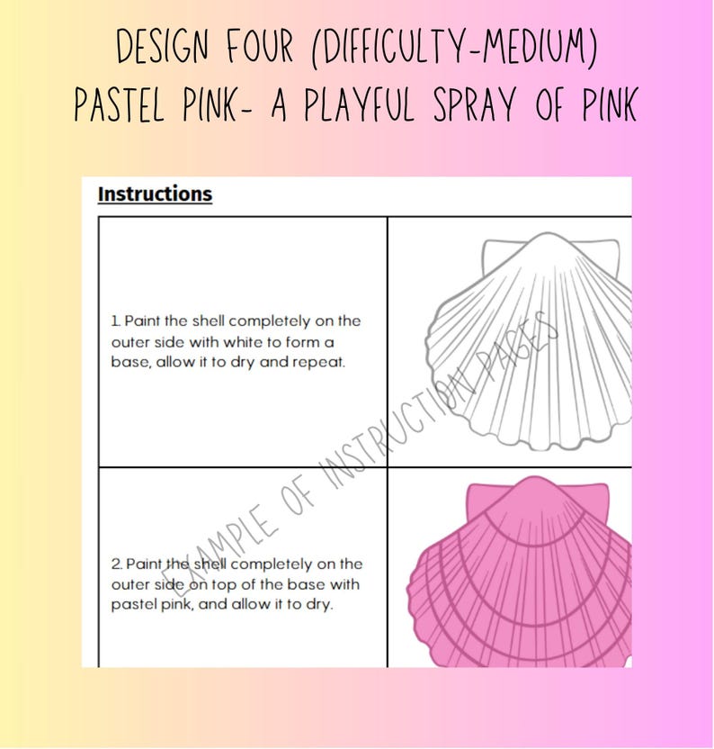 Sea Shell Design Guide Line Painted Scallop Shell Pattern, Digital Download, Instant Shell Art ...