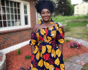 latest off shoulder gown with ankara