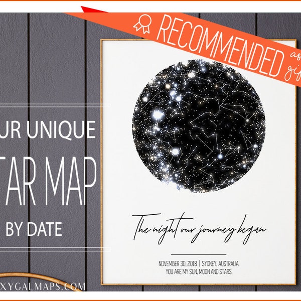 CUSTOM Star Map | Personalised Star Map | Night Sky Print | Star Map Print | Constellation Print | Anniversary Gift | Wedding Gift