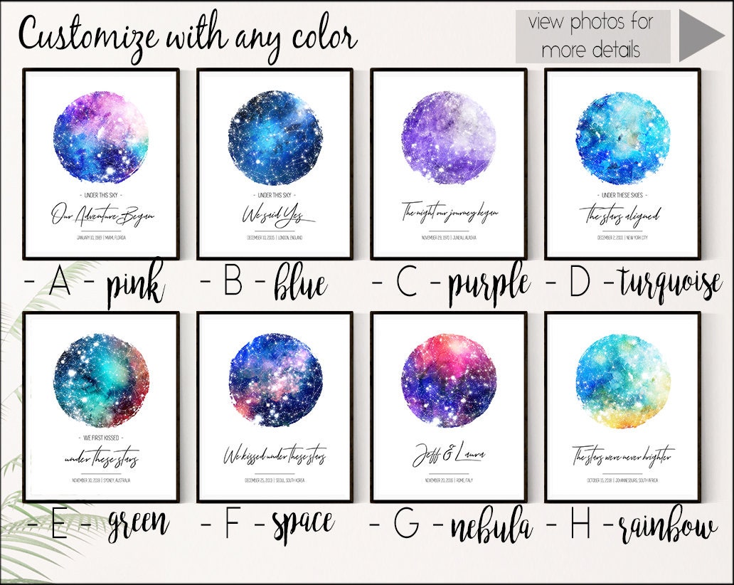 Custom Star Map REAL Night Sky Map Constellation Poster - Etsy Canada