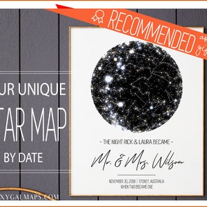 CUSTOM Star Map, Engagement Gift, Constellation, Wedding Gift, Star Map Poster, Wedding Anniversary Gift, Night Sky Print, Personalized Gift