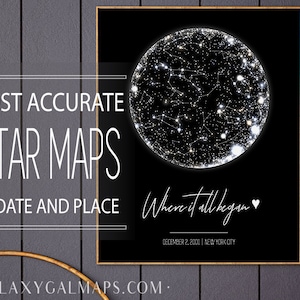 Star Map Print Custom By Date | PRINTABLE Star Chart Poster, Astronomy Gifts Galaxy Art Print Constellation Map Where We Met Night Sky Print