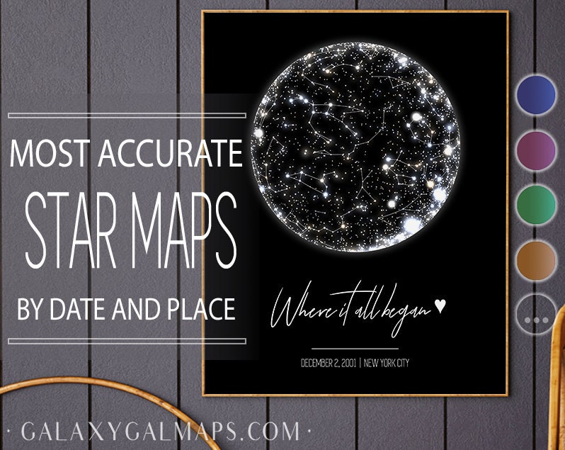 Star Map Print Custom by Date PRINTABLE Star Chart Poster Etsy India