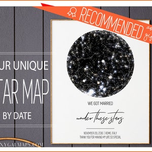 10 Year Anniversary, Custom Star Map Print, Honeymoon Gift, Personalized Gift For Wife, For Him, Full Moon Night Sky Print, Tin Anniversary
