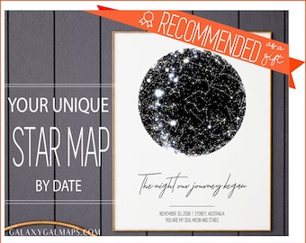 Custom Night Sky Star Map Print, Gift for Him, Gift for Her, Couples Star Map, Anniversary Gift, Engagement Gift Wedding Gift, Romantic Gift