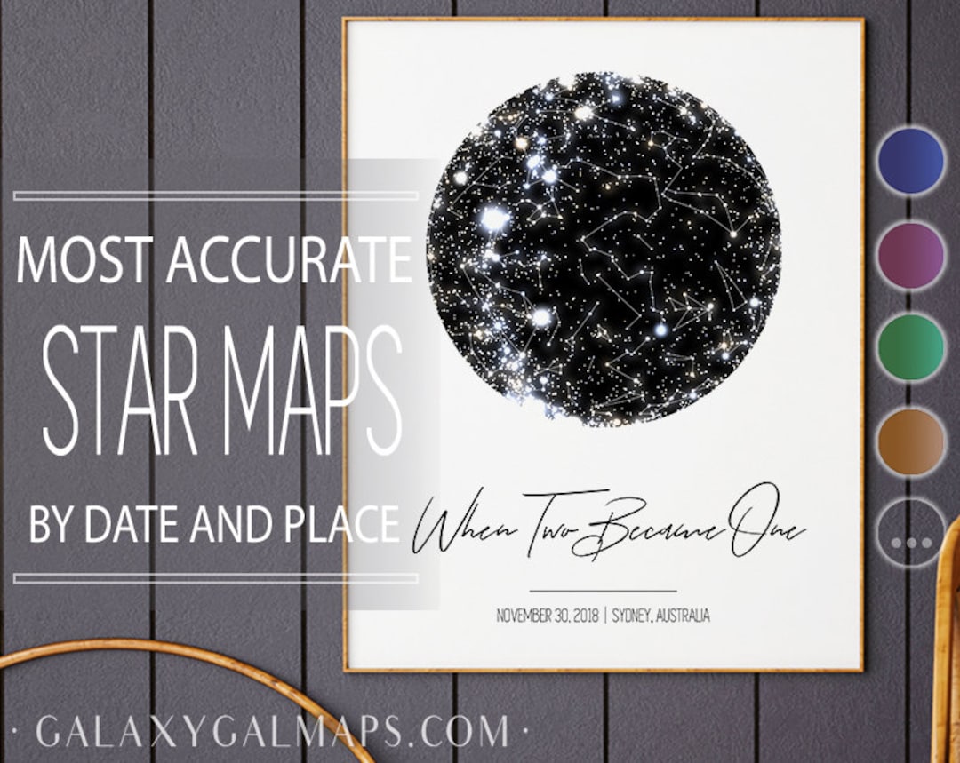 Star Map Print, Star Map by Date Poster, Night Sky Poster Print Zodiac ...