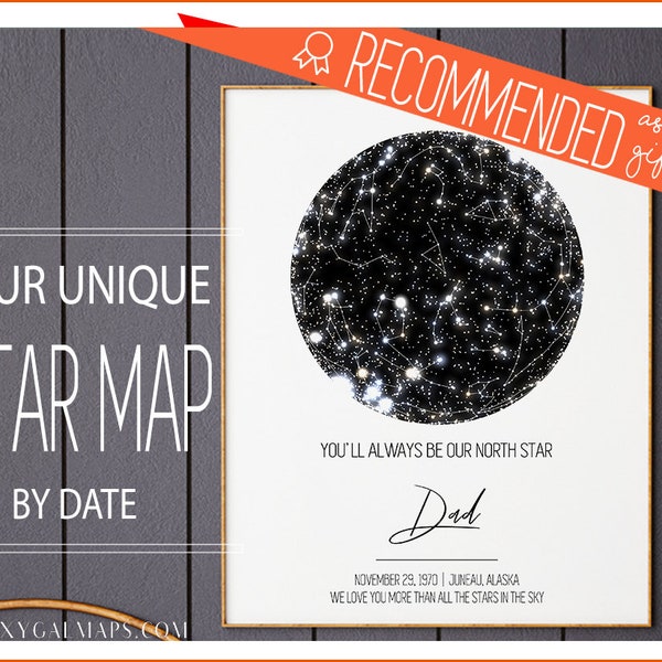 Custom Fathers Day Gift, Personalized Gifts for him, Hunting Dad, Father and Son gift, Dad Card, Daddy Gift, Star map for Dad