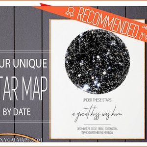 Personalized Gift For Boss, Gift For Mentor, Coworker Retirement Gift, Thank You, Going Away, Custom Map Art Astronomy Printable