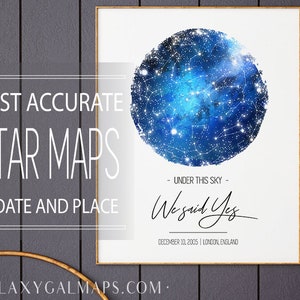 Star Map PERSONALISED, On This Day Star Map Custom Gift, Star Map Of Sky Print, Star Map Poster Custom Night Sky Map Of Northern Stars Print