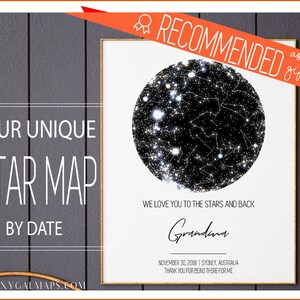 Gift For Grandma | Grandmother Gift | Personalized Night Sky Print | Grandparents Day | Birthday Gift For Grandma | Star Map Art Printable